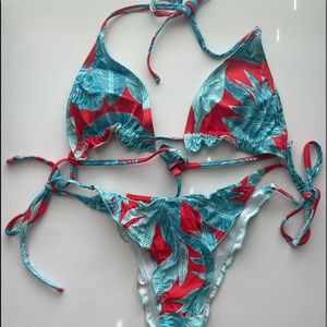 SHEIN Triangle Plant Print Bikini size M